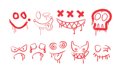 Obraz premium a collection of red cartoon faces with various expressions