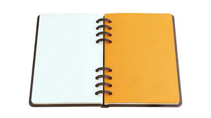 Open Notebook with Cream and Orange Pages, Spiral Bound