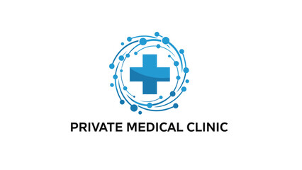 Obraz premium Medical Cross Logo with Abstract Swirl for Private Clinic Branding.