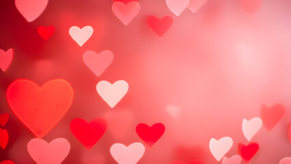 Romantic Valentine&rsquo;s Day Background with Red Heart Bokeh