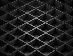 Black geometric grid with repeating diamond pattern and shadow