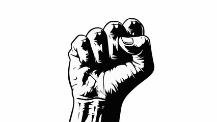 Raised fist symbol of power and protest.