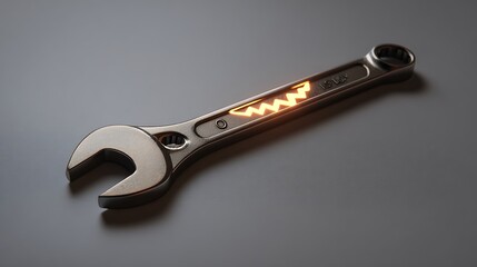 Obraz premium Adjustable wrench with glowing orange light on handle