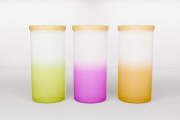 tall tumble, drink glass with lid 3d illustration mockup