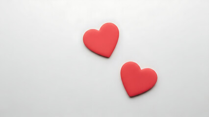 Two red hearts with love theme on valentine day