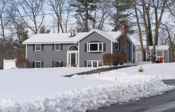 Winter house after snow storm 