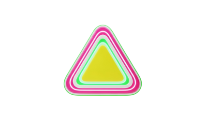 Colorful layered triangle icon with vibrant neon effect on white