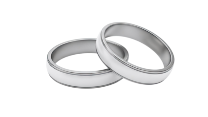 Pair of elegant silver wedding rings