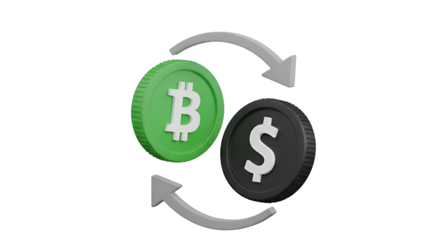 Bitcoin and Dollar Coin Exchange Illustration, Currency Trade, Financial Transaction - Powered by Adobe