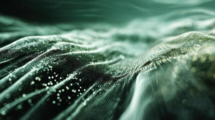 Luxurious green fabric with intricate sequins and delicate folds, captured in a close-up view, bnv (103) reference