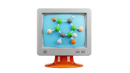 3D rendering of a computer displaying a molecular structure