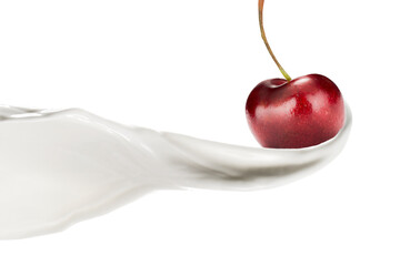 Milk Splash with Fresh Cherry