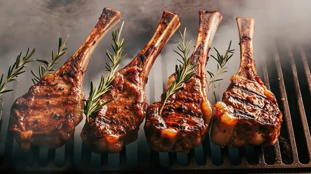 Grilled lamb chops with rosemary