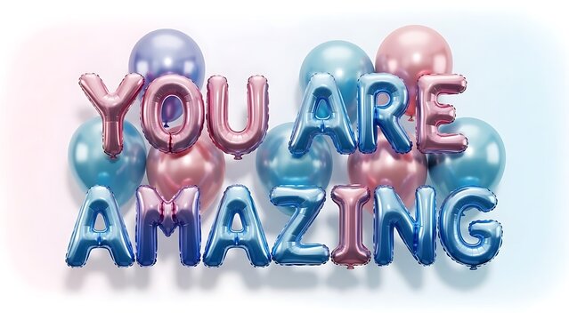 Colorful balloons with inspiring message you are amazing