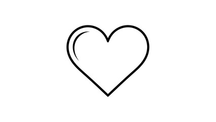 Simple black heart shape icon outline symbol graphic element transparent background