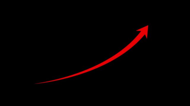 Abstract arrow business graph icon animation background. arrow rising transparent channel. Abstract arrow growth chart of economy icon animated down to up arrow animation direction animation.