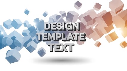 Modern design template with colorful 3D cubes and text overlay