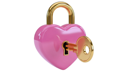 Pink Heart Lock with Golden Key