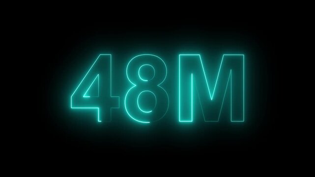 Glowing neon line 48M Ultra 4k icon isolated on black background. 4K Video motion 48M text icon for social media follow and subscription, followers. animation in Easy to put into any video.