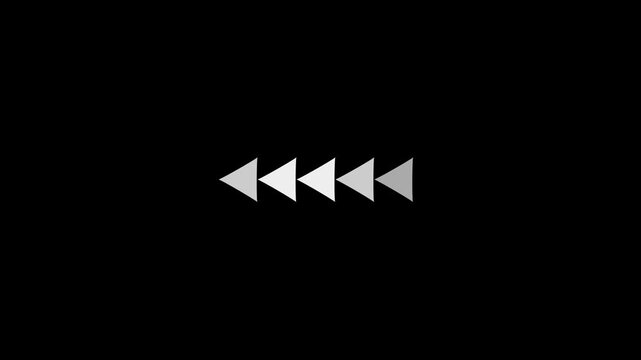 Row of Gradient Gray Arrows Pointing Left on Black Background Keywords: arrow, left, direction, navigation, rewind, back, previous, symbol, icon, graphic, design, technology, interface, media