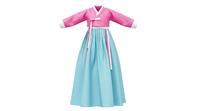 Pink and Blue Hanbok Traditional Korean Dress