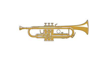Obraz premium Golden Trumpet Illustration with Detailed Valves and Bell on a White Background