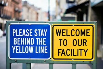 Dual Signage Safety: Welcome Facility and Yellow Line Warning Guidelines