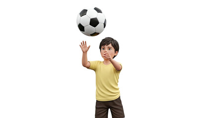 Boy reaching for a soccer ball