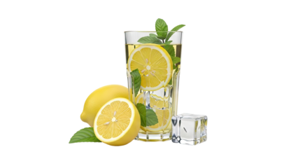 Refreshing Lemonade with Mint and Ice