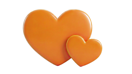 Two orange hearts against a light grey background