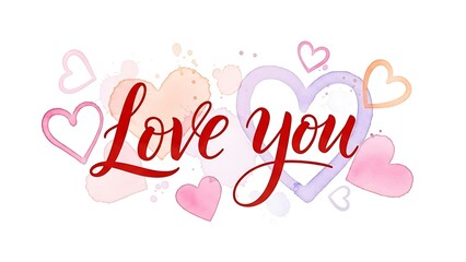 Vibrant love message with colorful hearts on white background