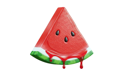 3D Rendeing of a Watermelon Slice with Dripping Juice