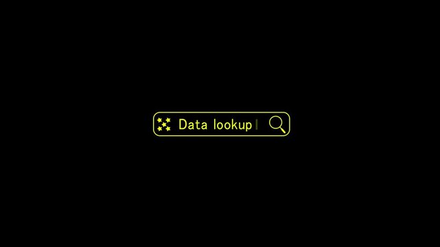 Yellow Stars and Text Data Lookup on Black Background search bar input field