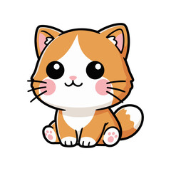 Cute Kawaii Ginger Kitten Cartoon Illustration Vector