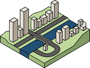 Fototapeta premium Minimal Flat Isometric Urban Landscape