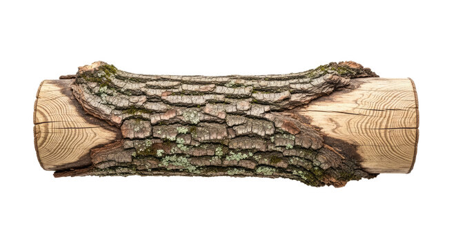 A log with moss and lichen on it, isolated on a png transparent