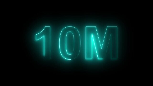 Glowing neon line 10M Ultra 4k icon isolated on black background. 4K Video motion 10M text icon for social media follow and subscription, followers. animation in Easy to put into any video.