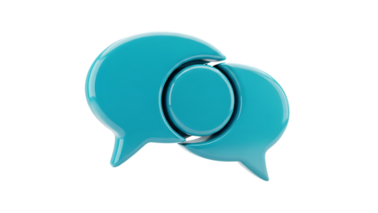 Two overlapping teal speech bubbles isolated on transparent background
