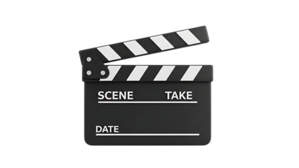 Clapperboard isolated on transparent background