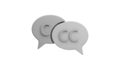 Two overlapping speech bubbles with cc on isolated on transparent background
