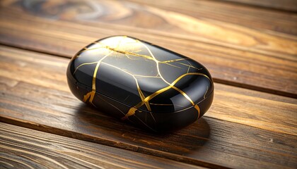 Modern electronic device with traditional Japanese Kintsugi gold repair cracks