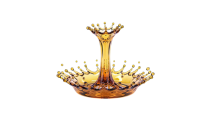 Amber liquid crown splash with droplets