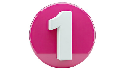 White Number 1 on Pink Oval Background