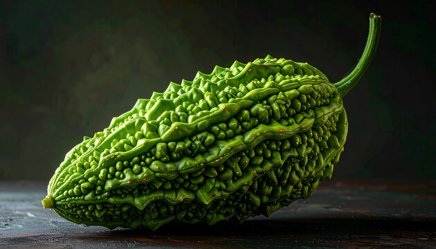 Bitter Melon Close-Up - Fresh Bitter Gourd (Karela, Momordica charantia) &mdash; Green Vegetable, Exotic Produce, Food Photography, Vegan Ingredient