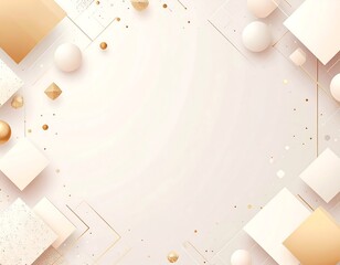 Elegant beige and gold geometric shapes surround a cream space, perfect for text placement