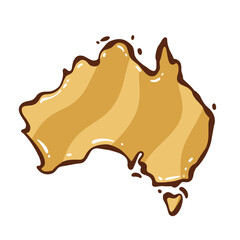 Stylized Australia map shape with smooth contours and abstract form, geographic outline element for travel themes, destination concept, modern graphic, cartoon vector illustration. © setory