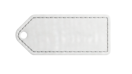 White fabric tag with stitched border