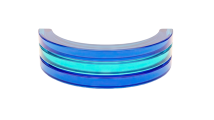 Blue layered translucent acrylic crescent shape