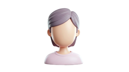 3D Avatar of a Woman with Short Purple Hair and Pink Shirt