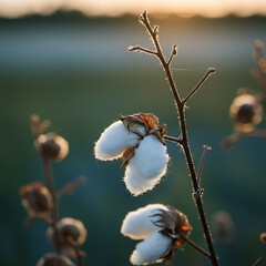 Golden Hour Cotton: Soft Bloom at Sunset